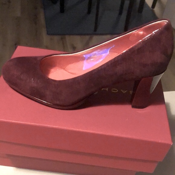 NEW [Sacha London] Fawn Merlot Burgundy Red Close-Toed Heel Pumps, Women's Sz 10 - Picture 5 of 12